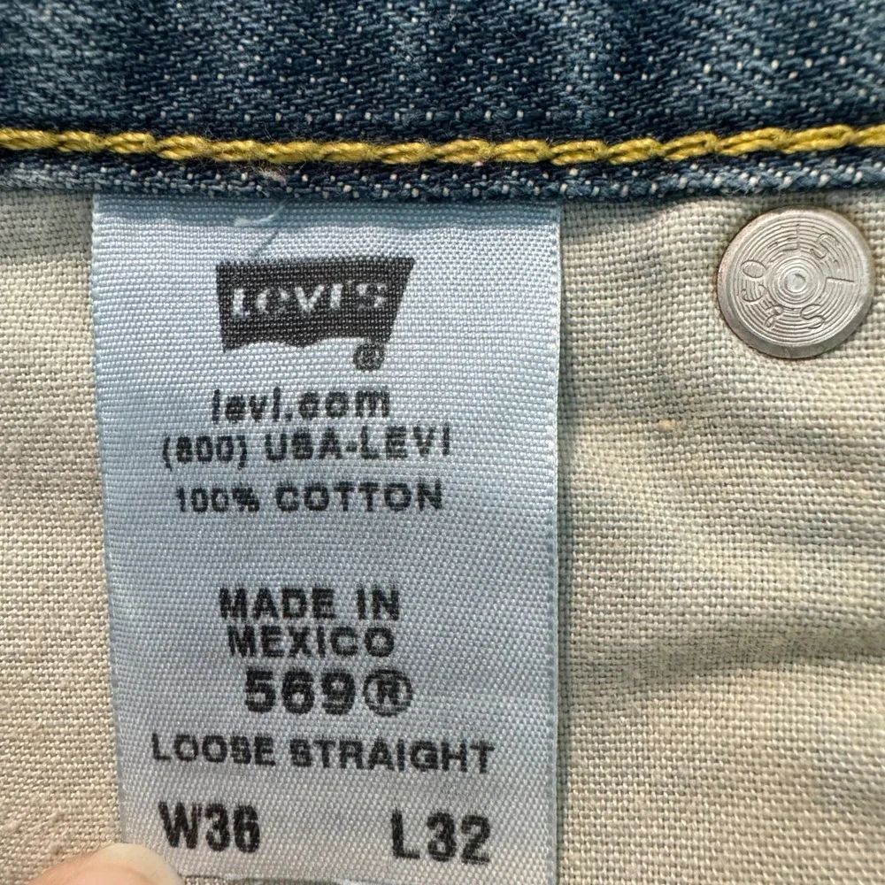 Levi's 569 Loose Straight Jeans Mens 36 Blue Medium Wash Denim Relaxed Fit‎